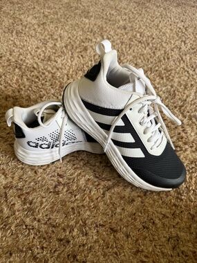 adidas own the game 2 White and Black Athletic Sneakers